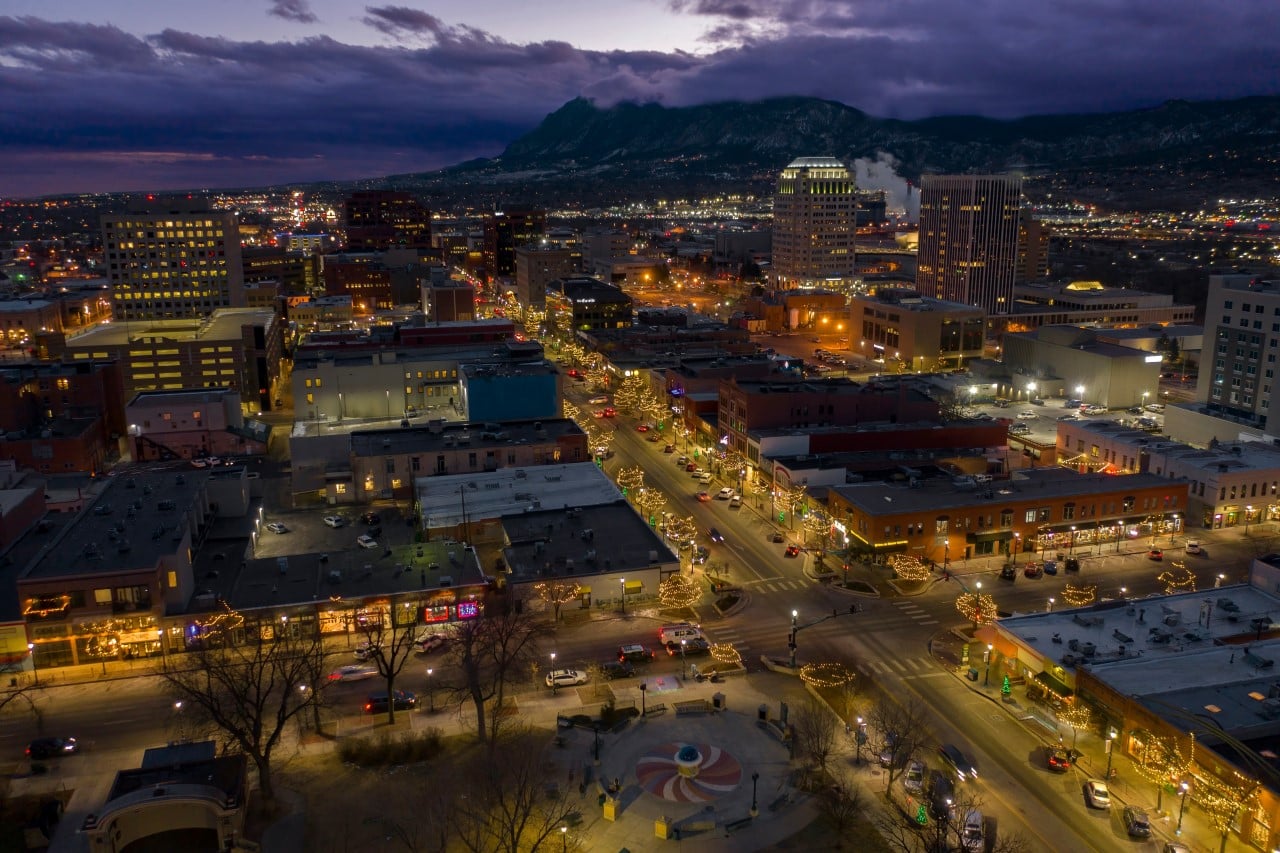 Colorado Springs skyline at night